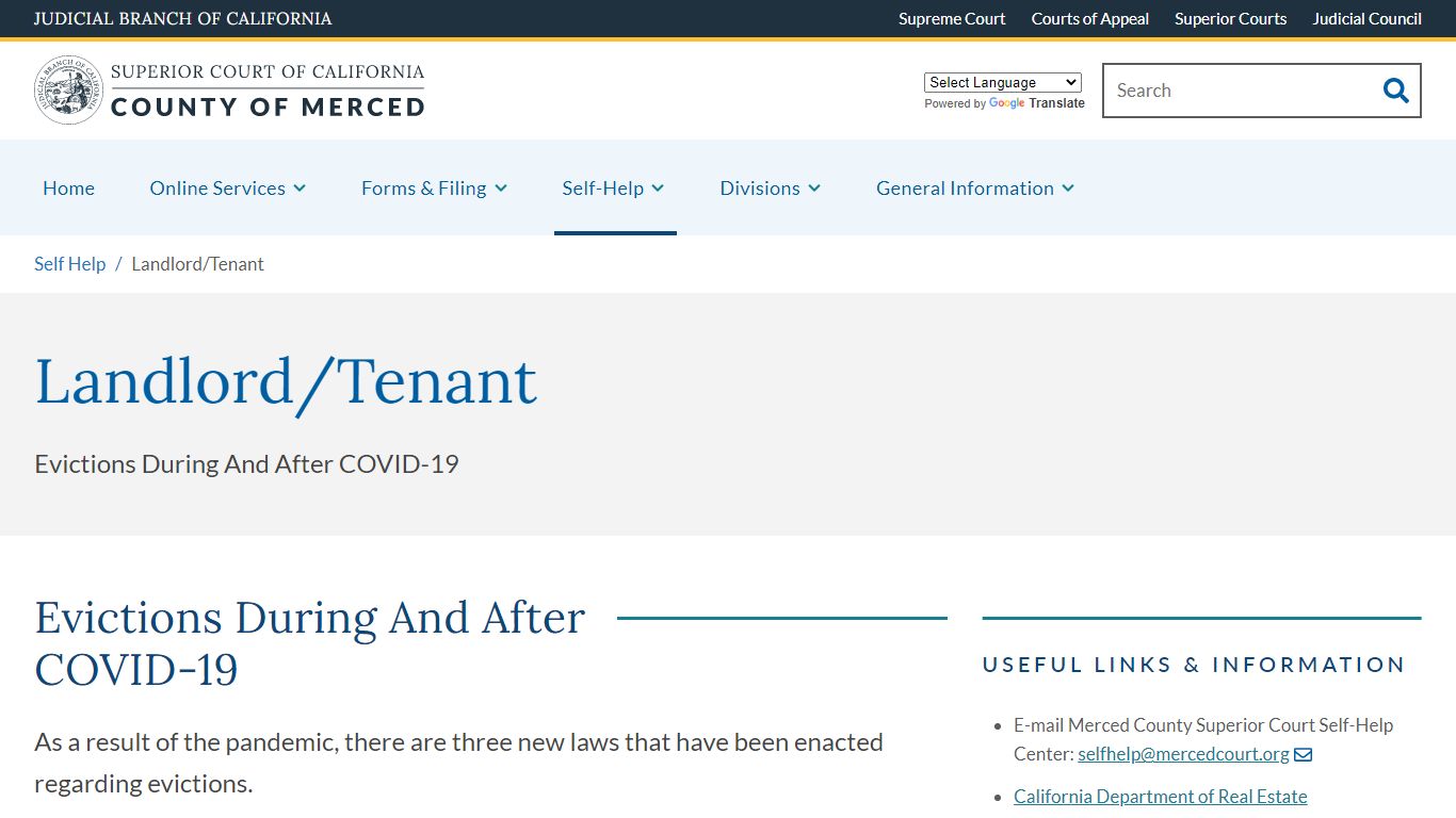 Landlord/Tenant | Superior Court of California | County of Merced
